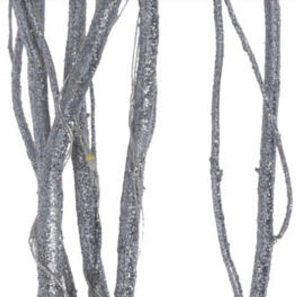 Kvist sølv m/u glitter 24 LED 75cm 