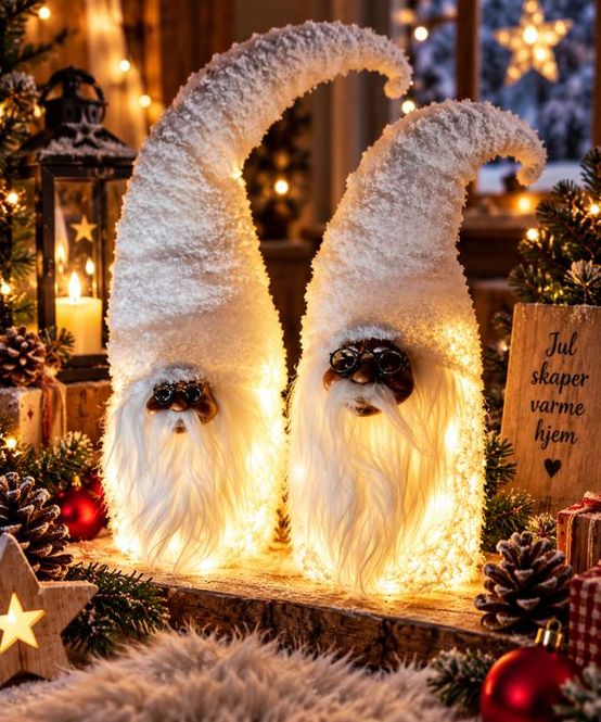 Hovedbilde Nisse hvit LED  19x19x83cm ...
